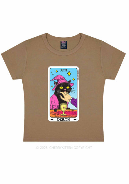 Halloween Death Black Cat Y2K Baby Tee Cherrykitten