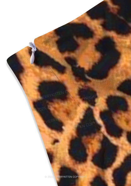 Leopard Custom Text Y2K Print Mini Skirt Cherrykitten