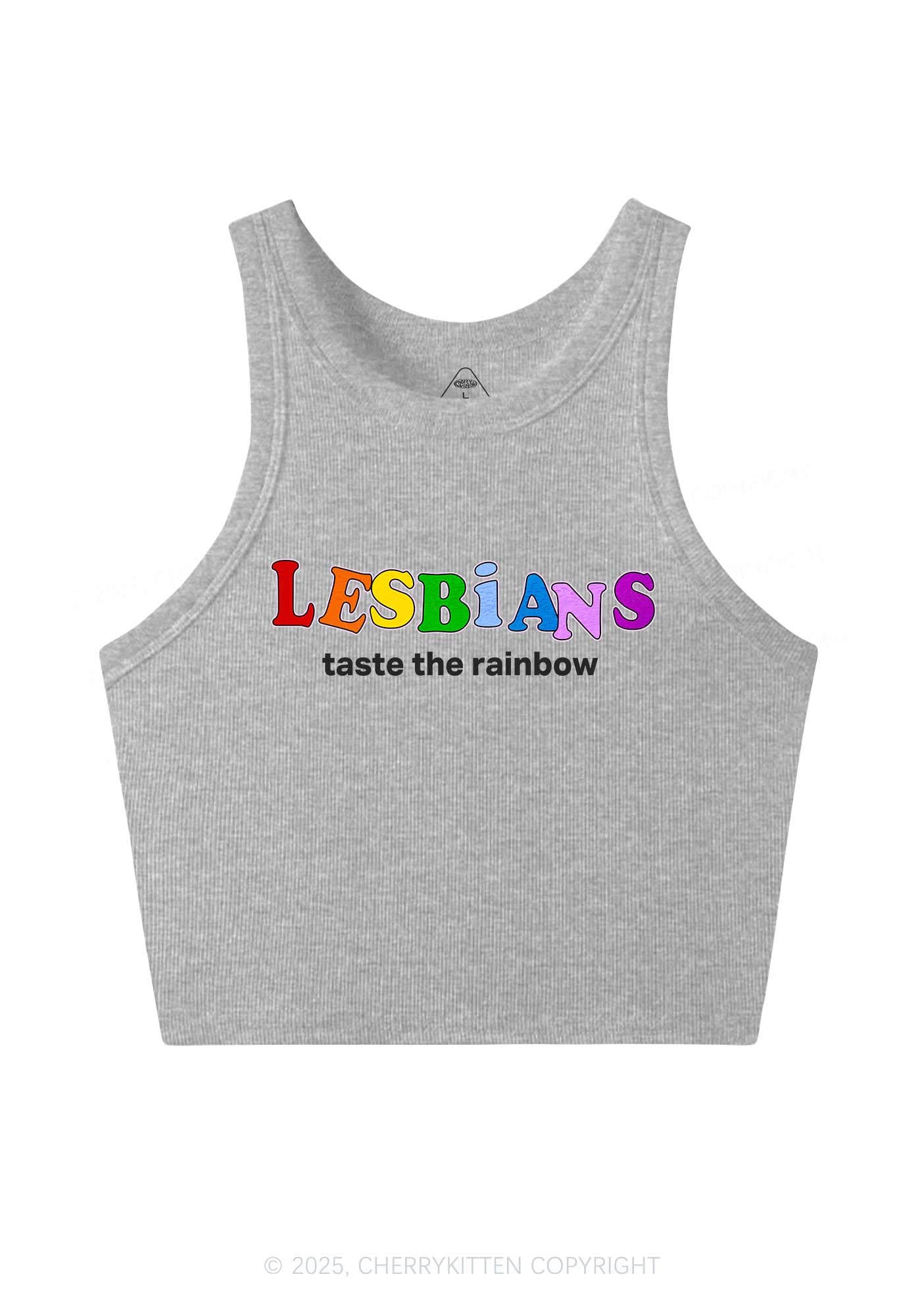 Lesbians Taste The Rainbow Y2K Crop Tank Top Cherrykitten