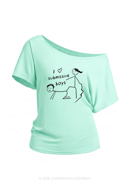 I Love S Boys Y2K Off Shoulder Tee Cherrykitten