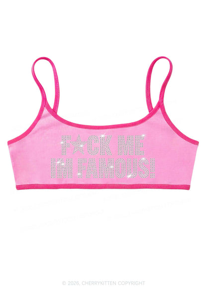 Rhinestone Fxxk Me Im Famous Y2K Super Crop Cami Cherrykitten