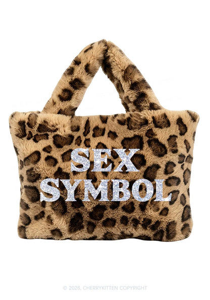 Glitter Sx Symbol Y2K Plush Leopard Handbag Cherrykitten