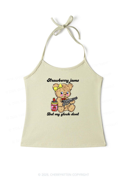 Strawberry Jams Bear Y2K Halter Neck Cami Cherrykitten