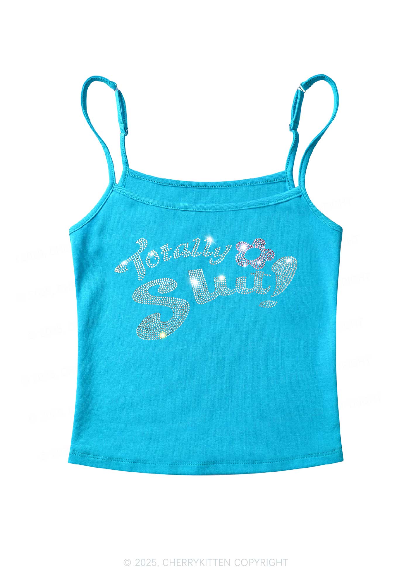 Rhinestone Totally Slxt Y2K Spaghetti Strap Cami Cherrykitten