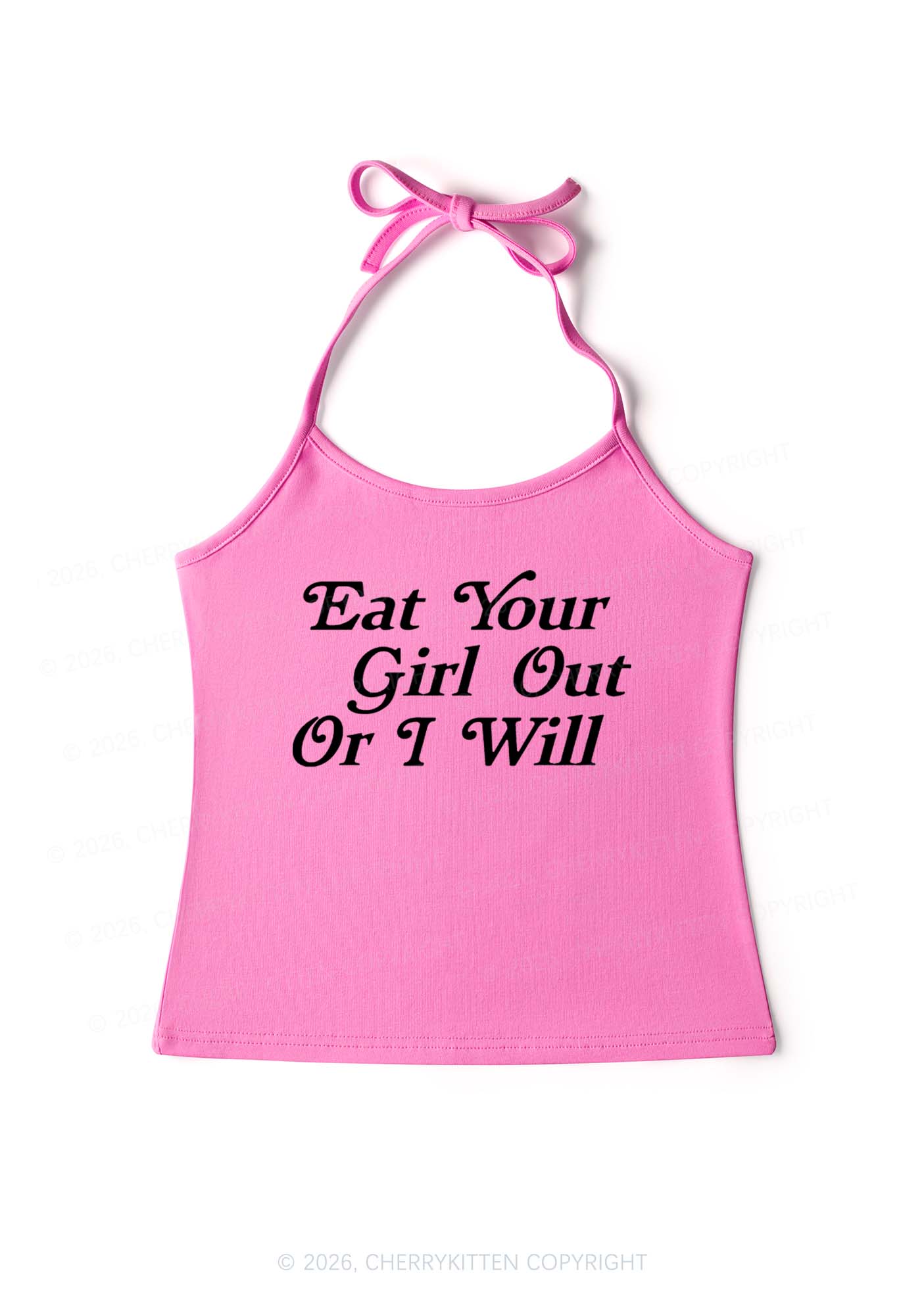 Eat Your Girl Out Y2K Halter Neck Cami Cherrykitten