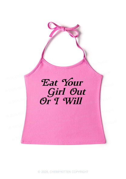 Eat Your Girl Out Y2K Halter Neck Cami Cherrykitten