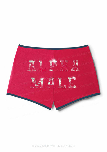 Rhinestone Alpha Male Y2K Booty Shorts Cherrykitten
