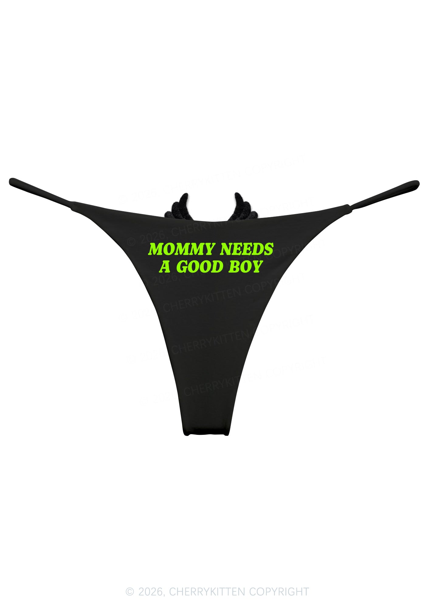 Mommy Needs A Good Boy Y2K Goth Angel Wings Bikini String Thong Cherrykitten