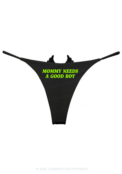 Mommy Needs A Good Boy Y2K Goth Angel Wings Bikini String Thong Cherrykitten