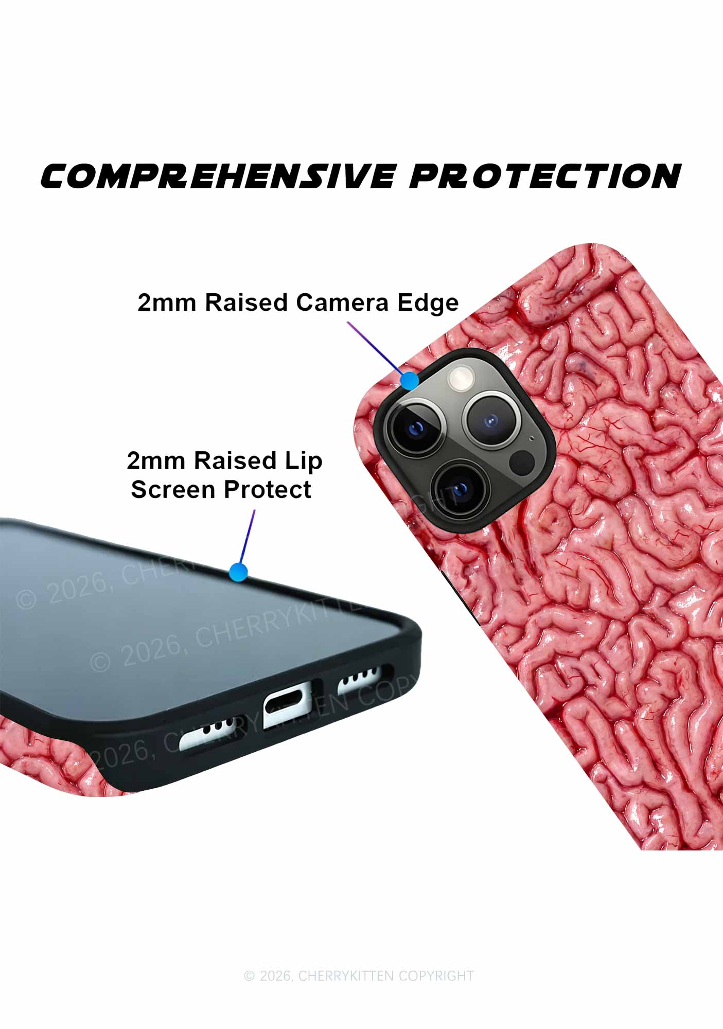 Halloween Fleshy Brain Texture Y2K Phone Case Cherrykitten