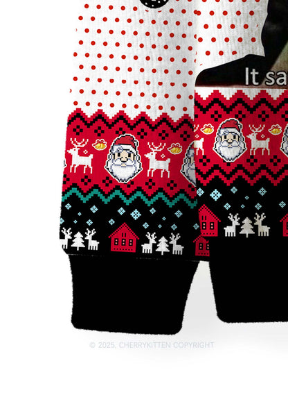 Here Youre A Bixxh Y2K Christmas Knit Sweatshirt Cherrykitten