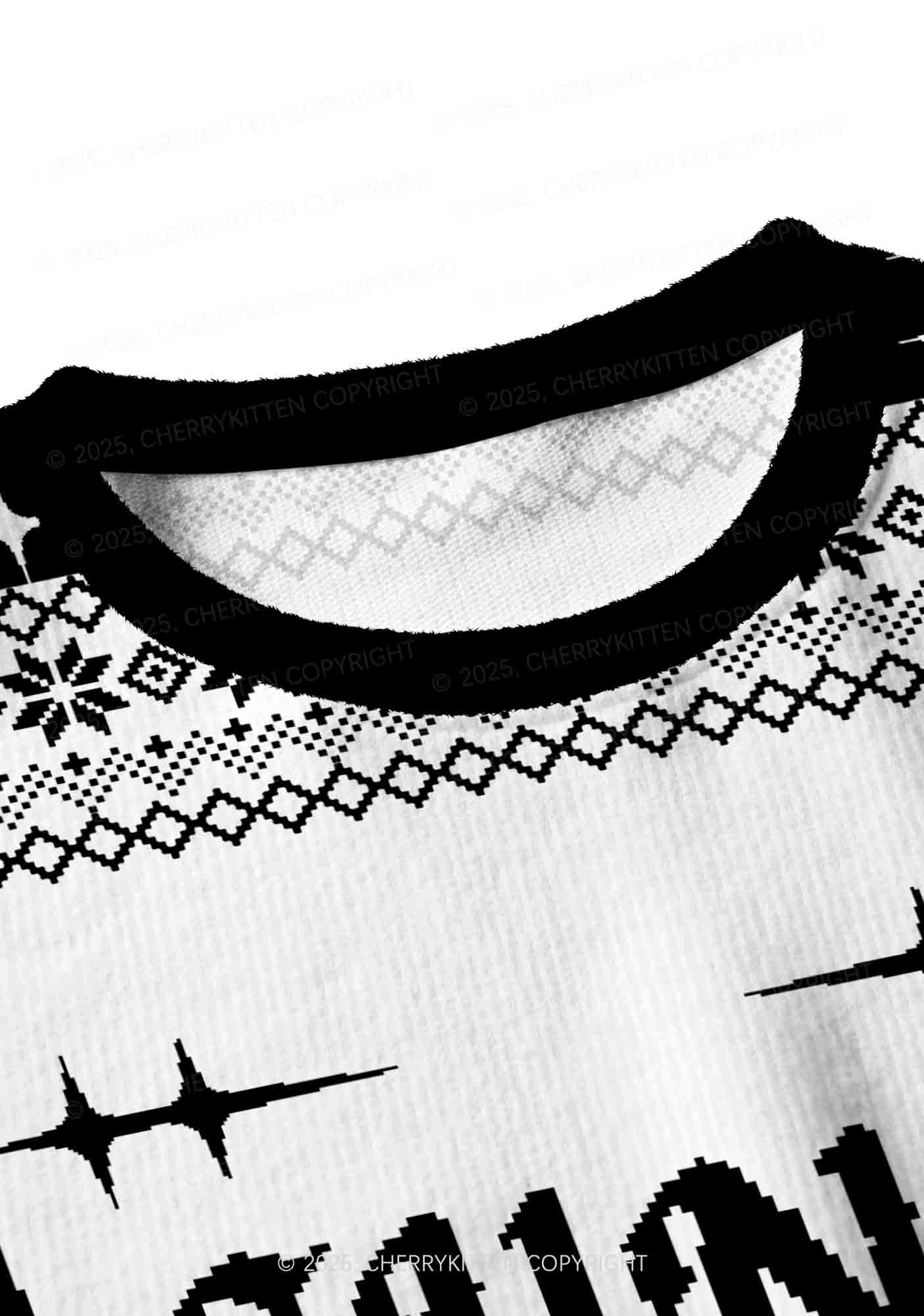 White Cxxt Y2K Christmas Crop Knit Sweatshirt Cherrykitten