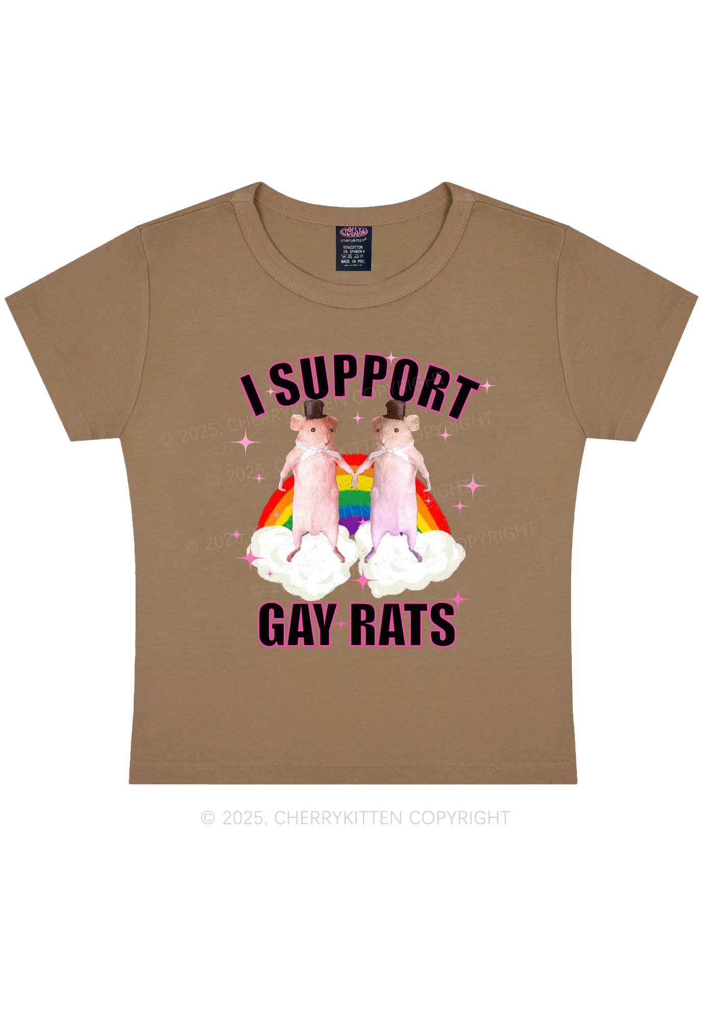 Support Gay Rats Pride Y2K Baby Tee Cherrykitten