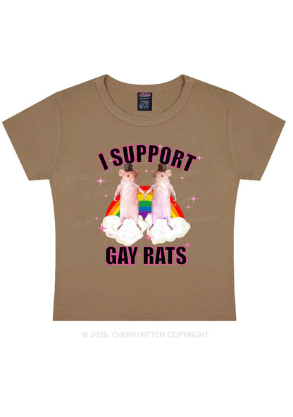 Support Gay Rats Pride Y2K Baby Tee Cherrykitten