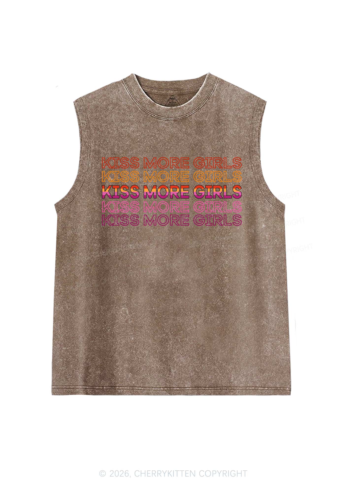 Kiss More Girls Pride Y2K Washed Muscle Tank Cherrykitten