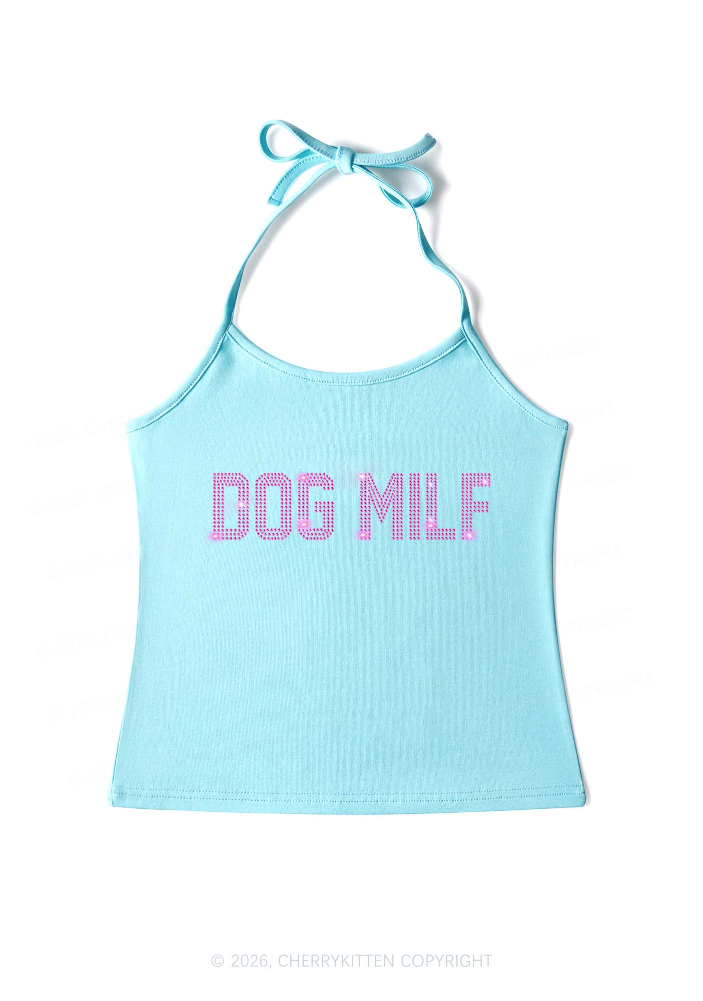Rhinestone Dog Mxxf Y2K Halter Neck Cami Cherrykitten