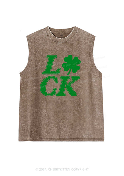 Lucky Clover St Patricks Y2K Washed Tank Cherrykitten