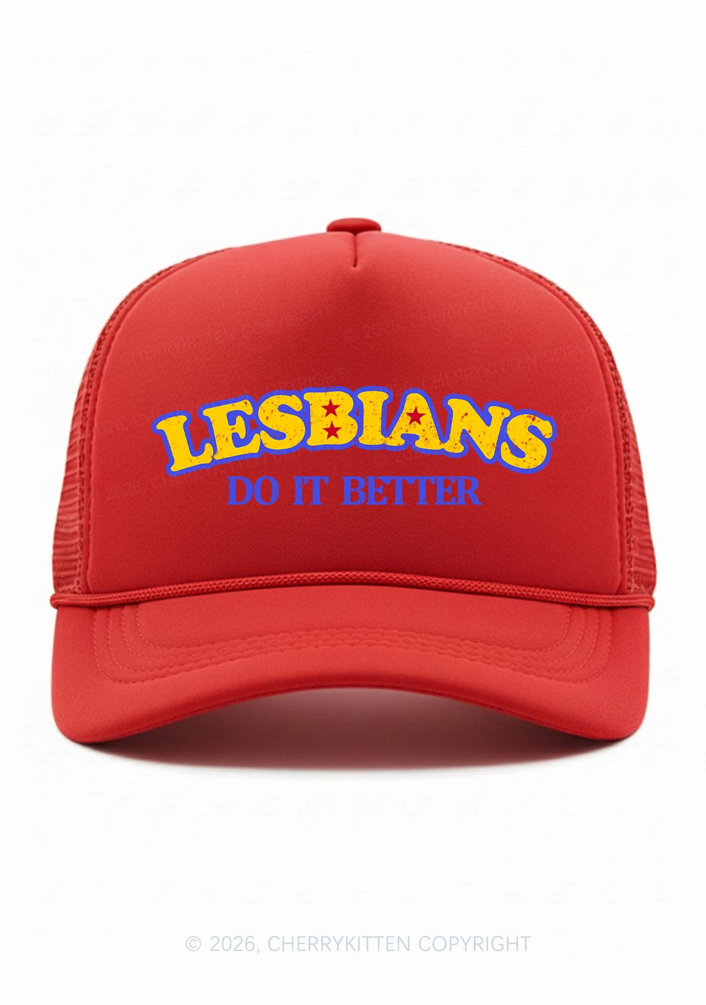 Lesbians Do It Better Pride Y2K Trucker Hat Cherrykitten