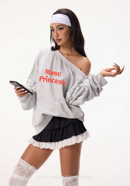 Masc Princess Pride Y2K Off Shoulder Sweatshirts Cherrykitten