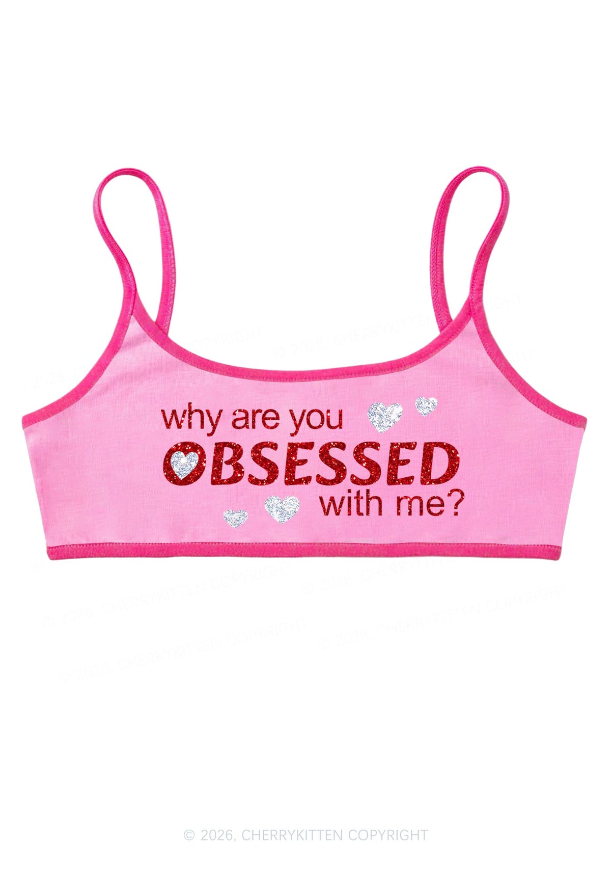 Glitter Obsessed With Me Y2K Super Crop Cami Cherrykitten