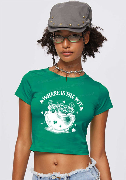 Where Is The Pot St Patricks Y2K Baby Tee Cherrykitten