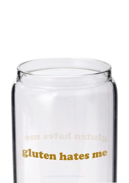 Gluten Hates Me Y2K Printed Glass Cup Cherrykitten