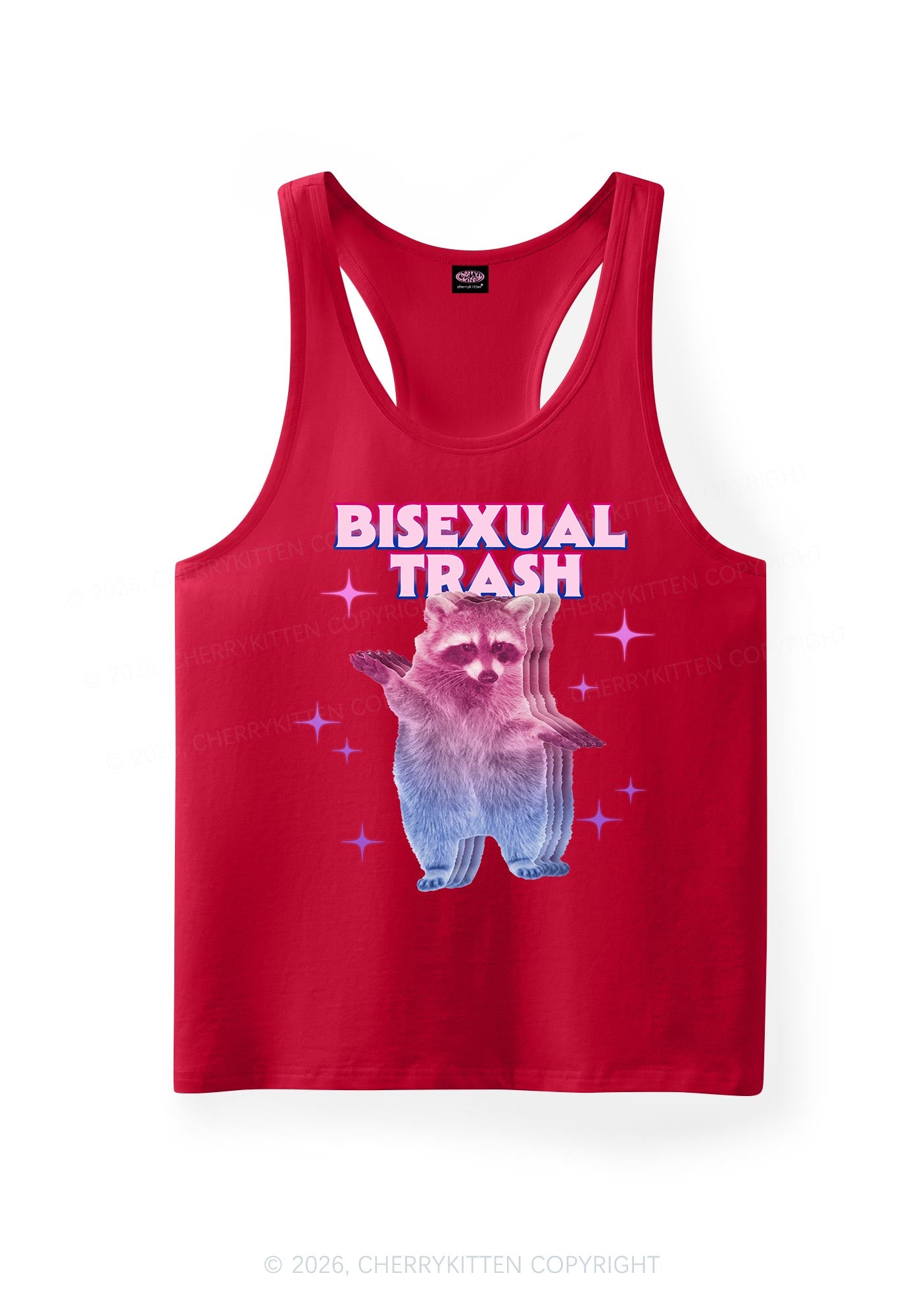 Bisexual Trash Raccoon Pride Y2K Men Racerback Tank Top Cherrykitten