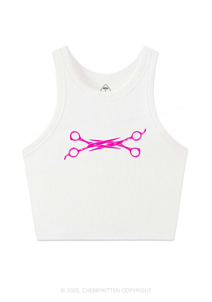 Pink Scissor Y2K Crop Tank Top Cherrykitten