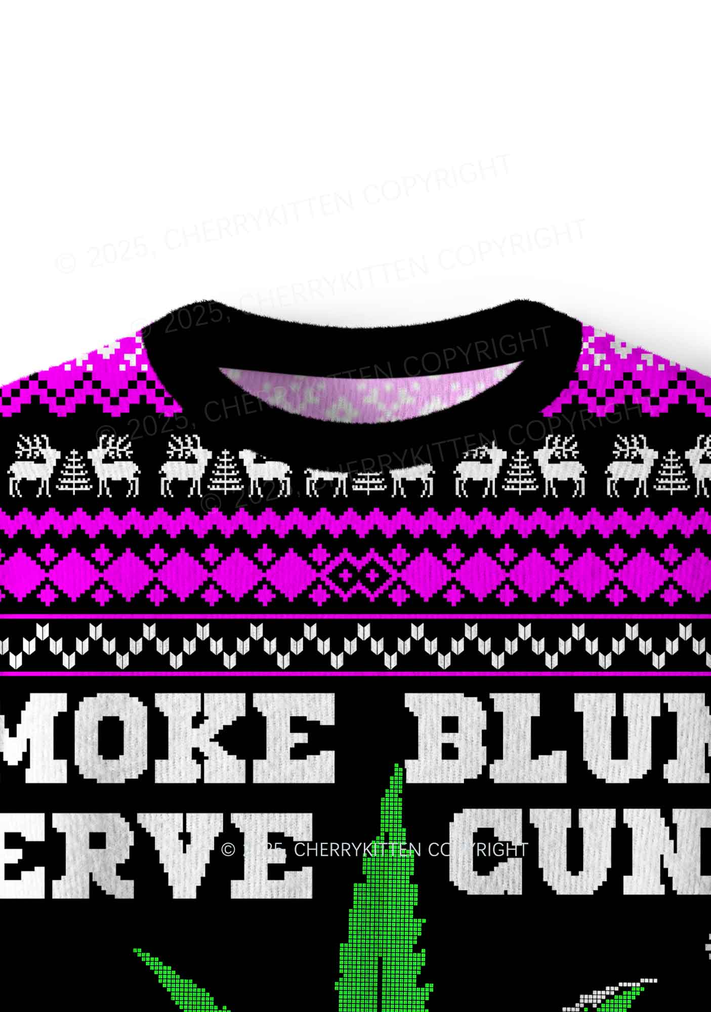 Smoke Blunt Wxxd Y2K Christmas Knit Sweatshirt Cherrykitten