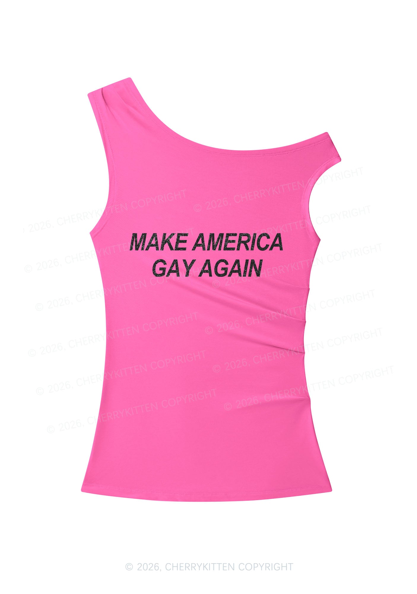 Make America Gay Again Y2K Off Shoulder Tank Top Cherrykitten