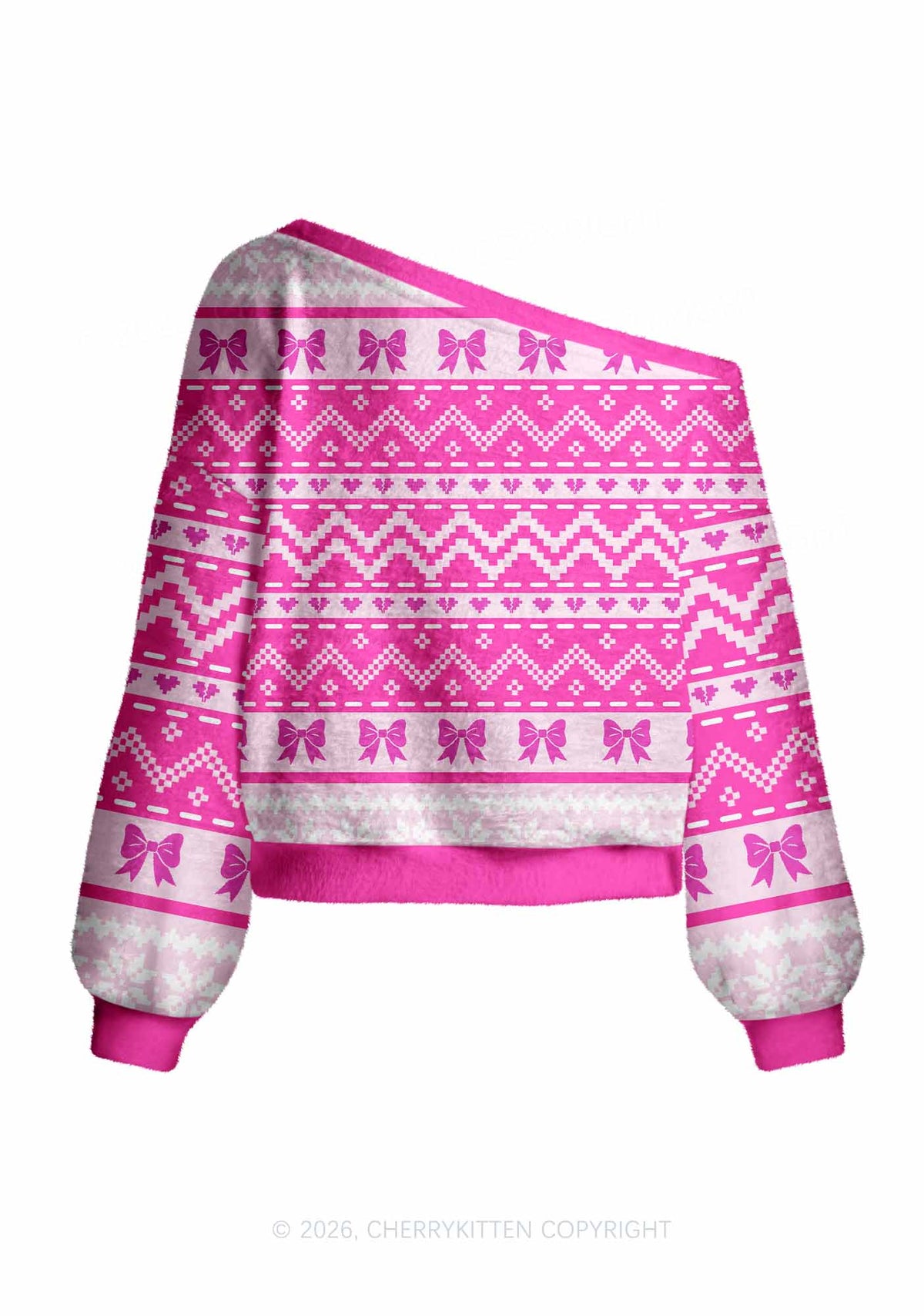 Emotional Support Bottom Pride Y2K Off Shoulder Knit Sweatshirt Cherrykitten