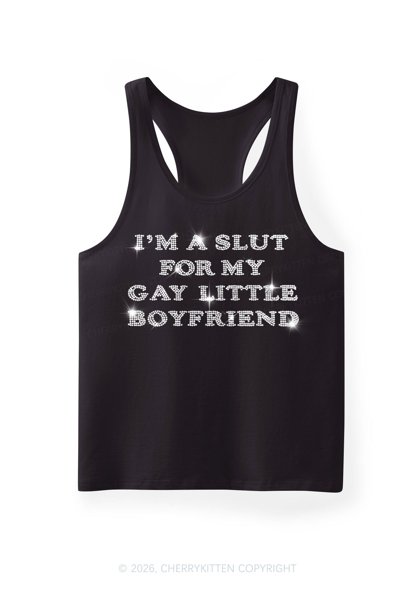 Rhinestone Slxt For My Gay BF Pride Y2K Men Racerback Tank Top Cherrykitten
