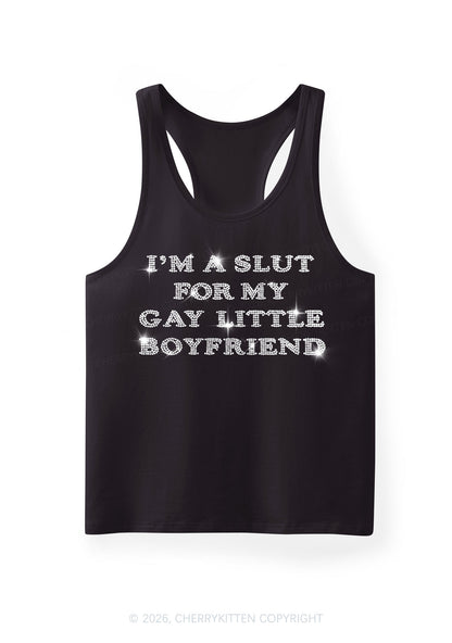 Rhinestone Slxt For My Gay BF Pride Y2K Men Racerback Tank Top Cherrykitten