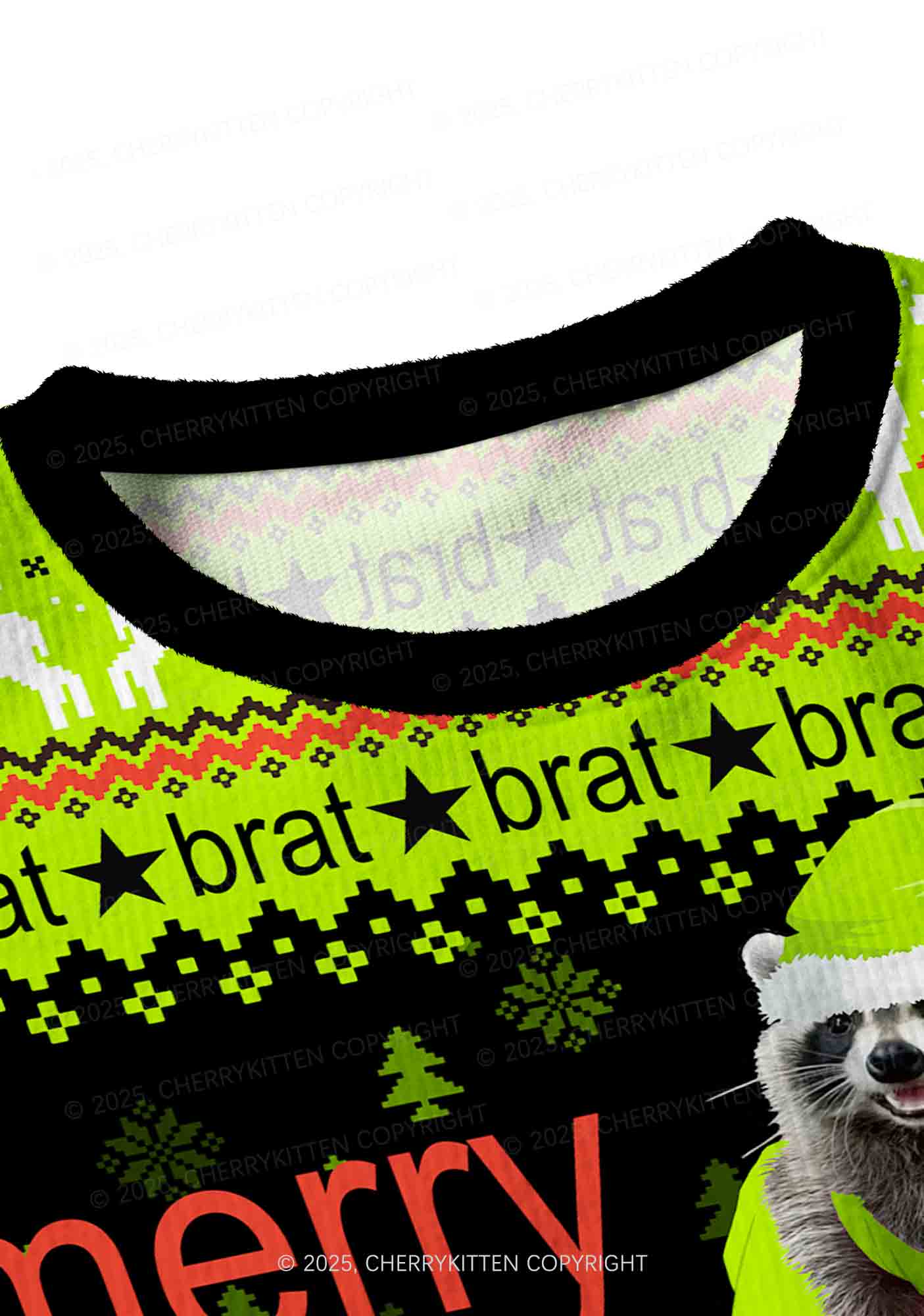 Merry Bratmas Y2K Christmas Crop Knit Sweatshirt Cherrykitten
