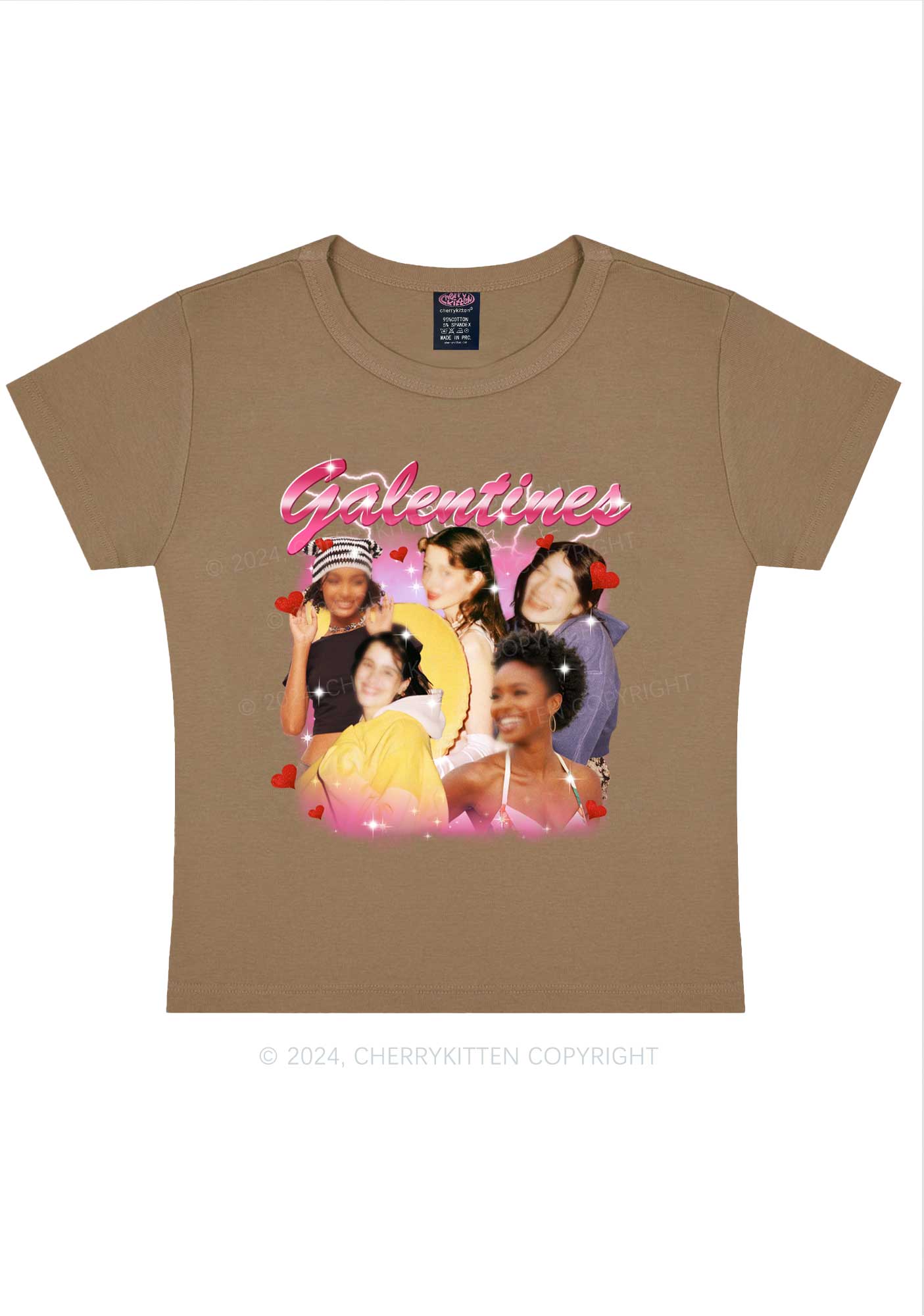 Galentines Custom Portrait Y2K Valentine's Day Baby Tee Cherrykitten