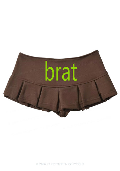Green Brat Y2K Mini Pleated Skirts Cherrykitten
