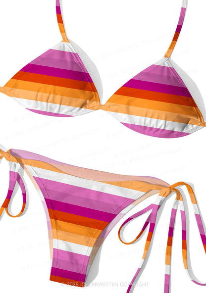 Lesbian Pride Y2K Print Bikini Set Cherrykitten