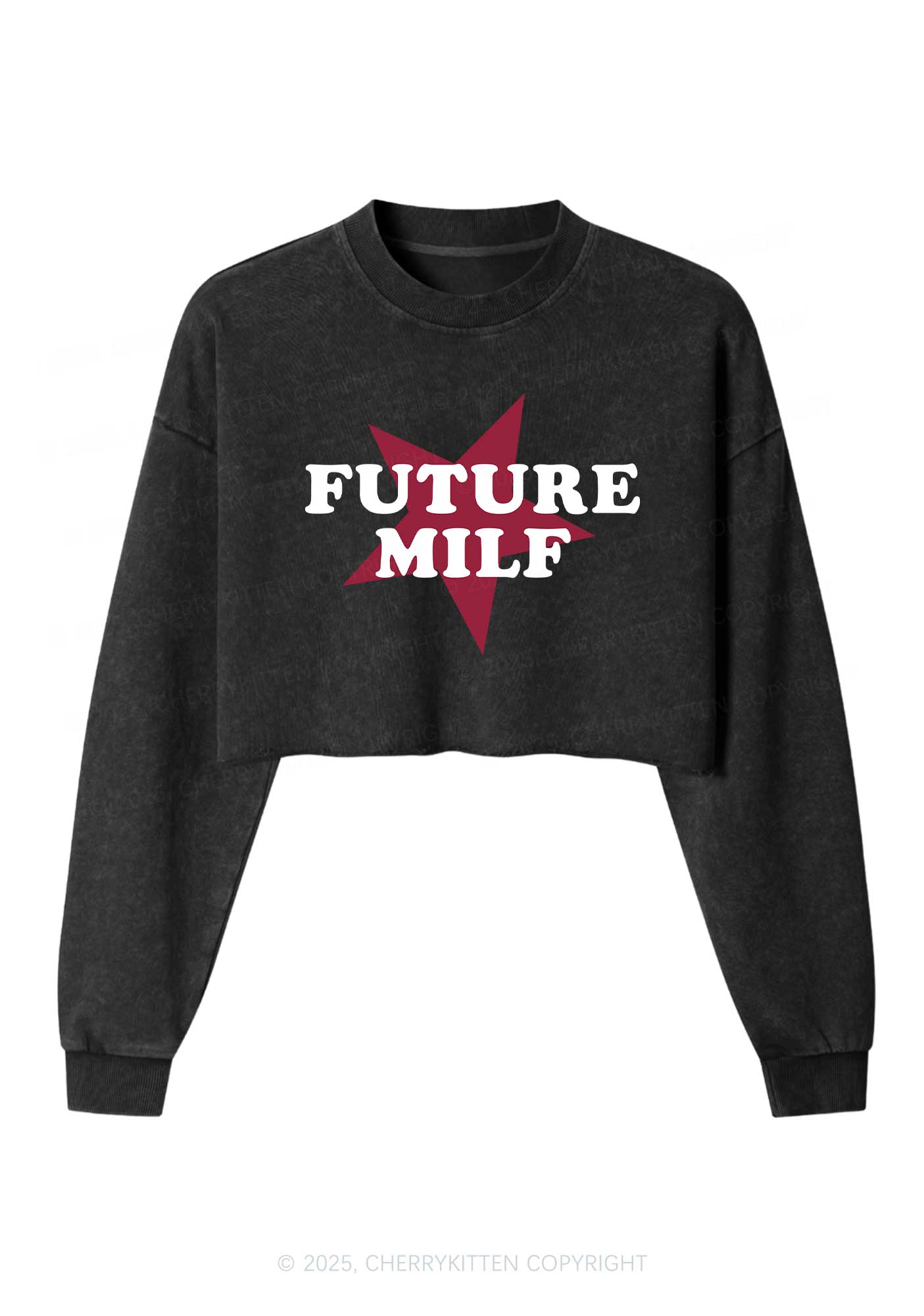 Future Mxxf Y2K Crop Washed Sweatshirts Cherrykitten