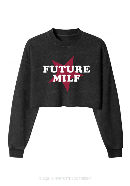 Future Mxxf Y2K Crop Washed Sweatshirts Cherrykitten