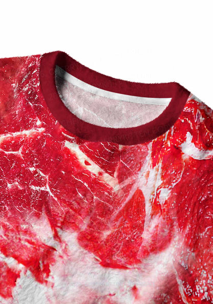 Beef Steak Texture Y2K Christmas Knit Sweatshirt Cherrykitten
