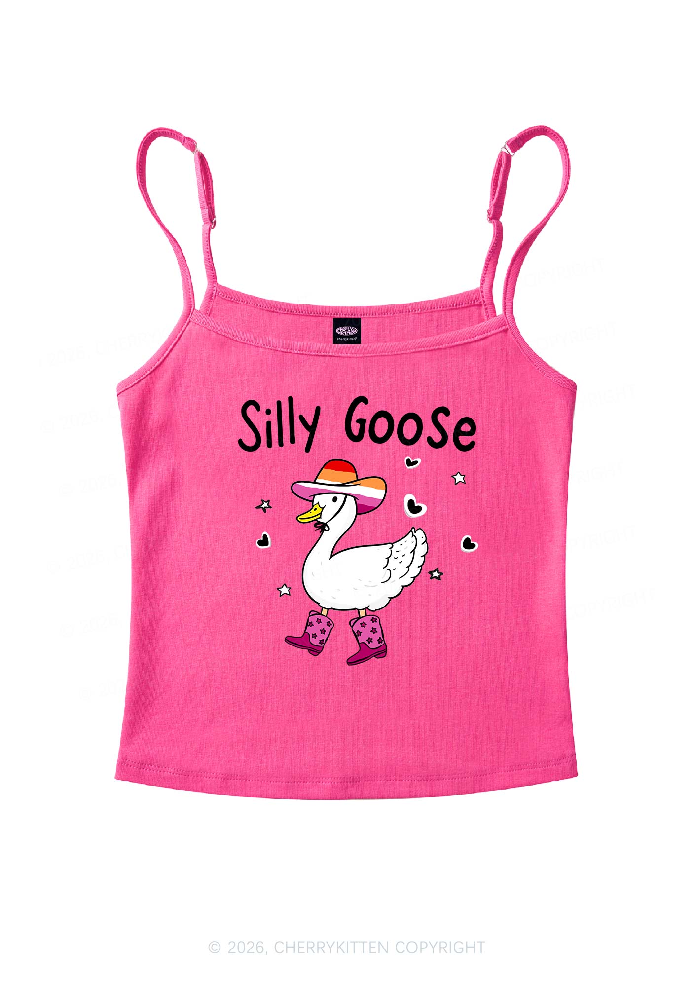 Silly Goose Lesbian Pride Y2K Spaghetti Strap Cami Cherrykitten