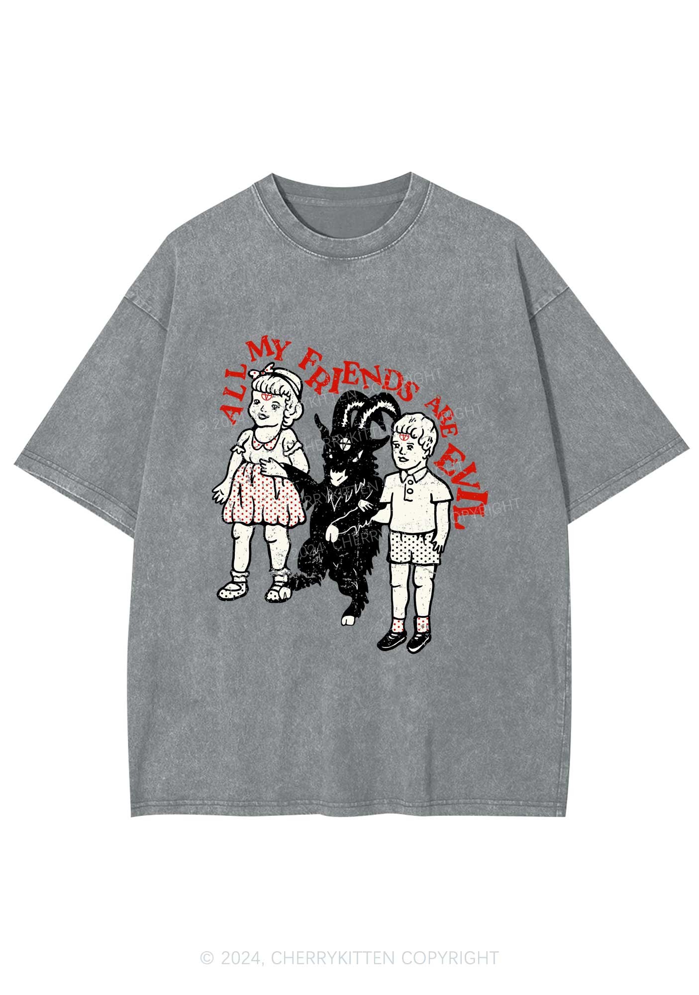 My Friends Are Evil Y2K Washed Tee Cherrykitten