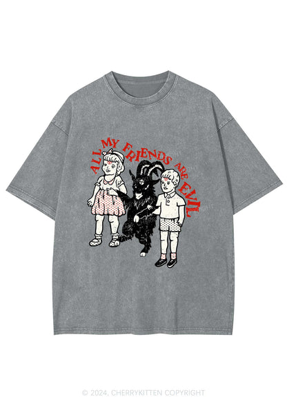 My Friends Are Evil Y2K Washed Tee Cherrykitten