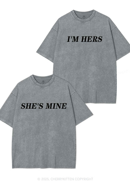 Shes Mine Im Hers Y2K Valentine's Day Washed Tee Cherrykitten