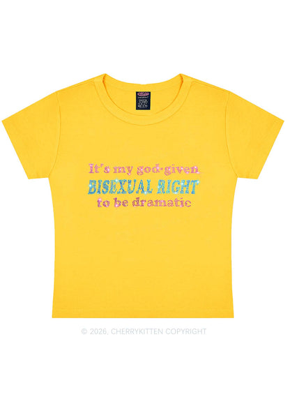 Rhinestone God Given Bisexual Right Pride Y2K Baby Tee Cherrykitten