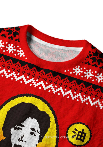 Chili Sauce Y2K Christmas Knit Sweatshirt Cherrykitten