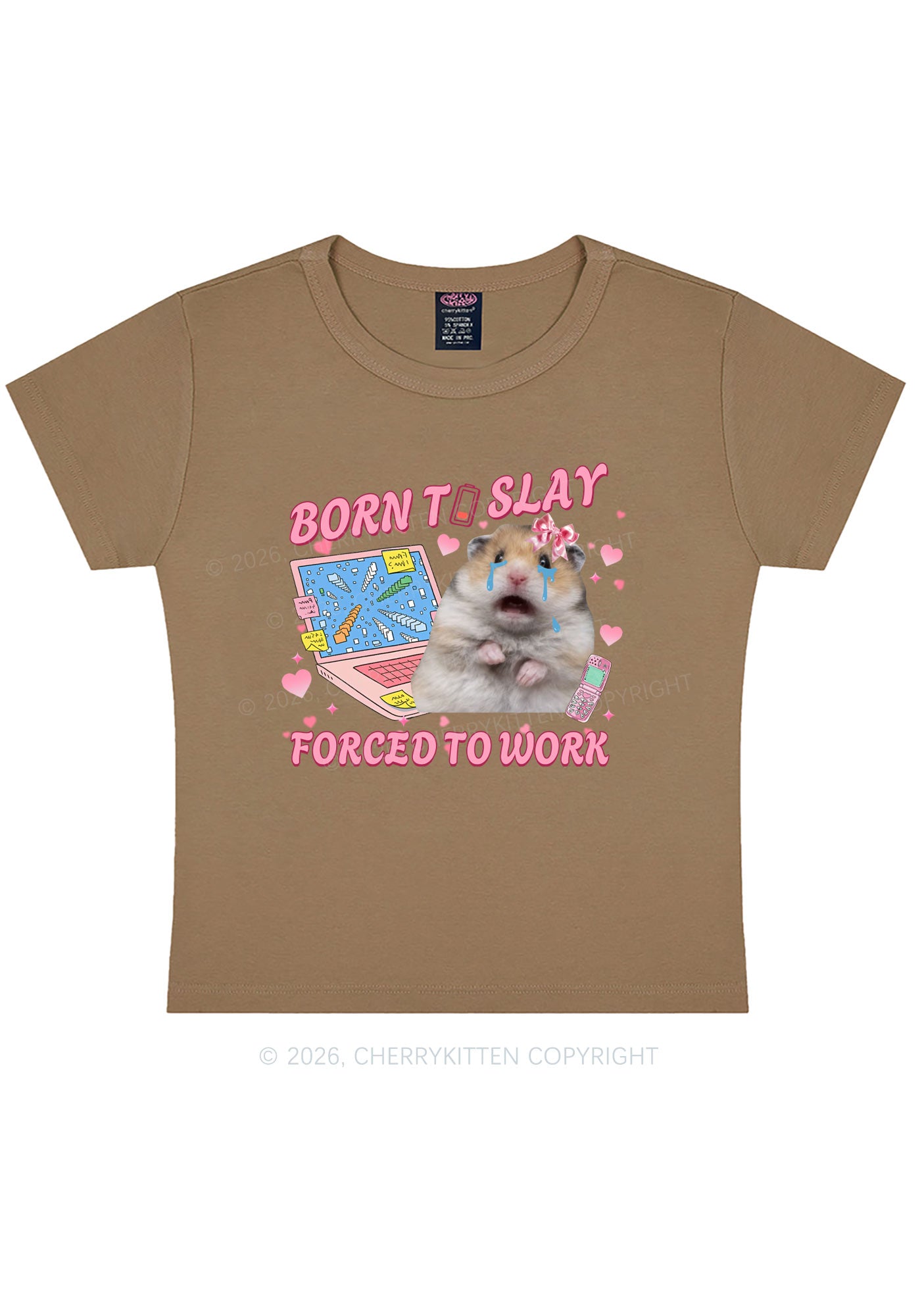 Custom Meme Born To Slay Y2K Baby Tee Cherrykitten
