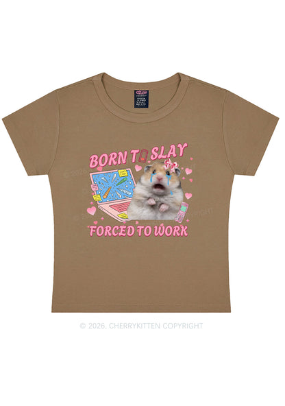 Custom Meme Born To Slay Y2K Baby Tee Cherrykitten
