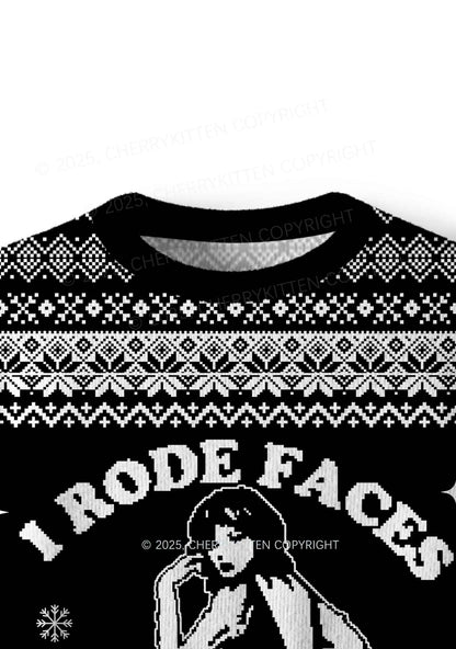 I Rode Faces Y2K Christmas Knit Sweatshirt Cherrykitten