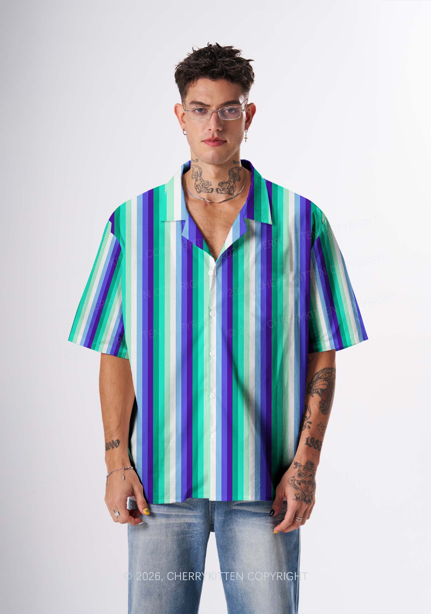 Gay Flag Pride Y2K Print Hawaiian Shirt Cherrykitten